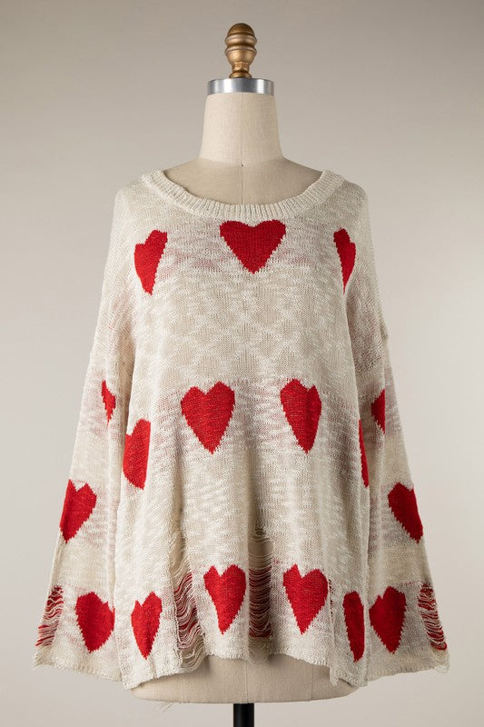 Small Heart Pullover Sweater (beige)