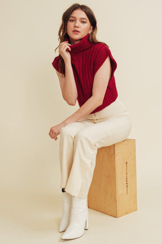 The Brooklyn Cable Sweater Top (maroon)