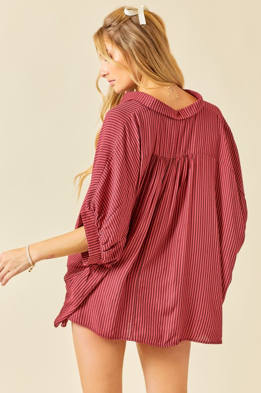 Maroon Striped Courier Top