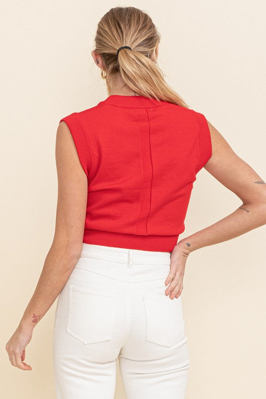 Cropped Sweater Tank (red)