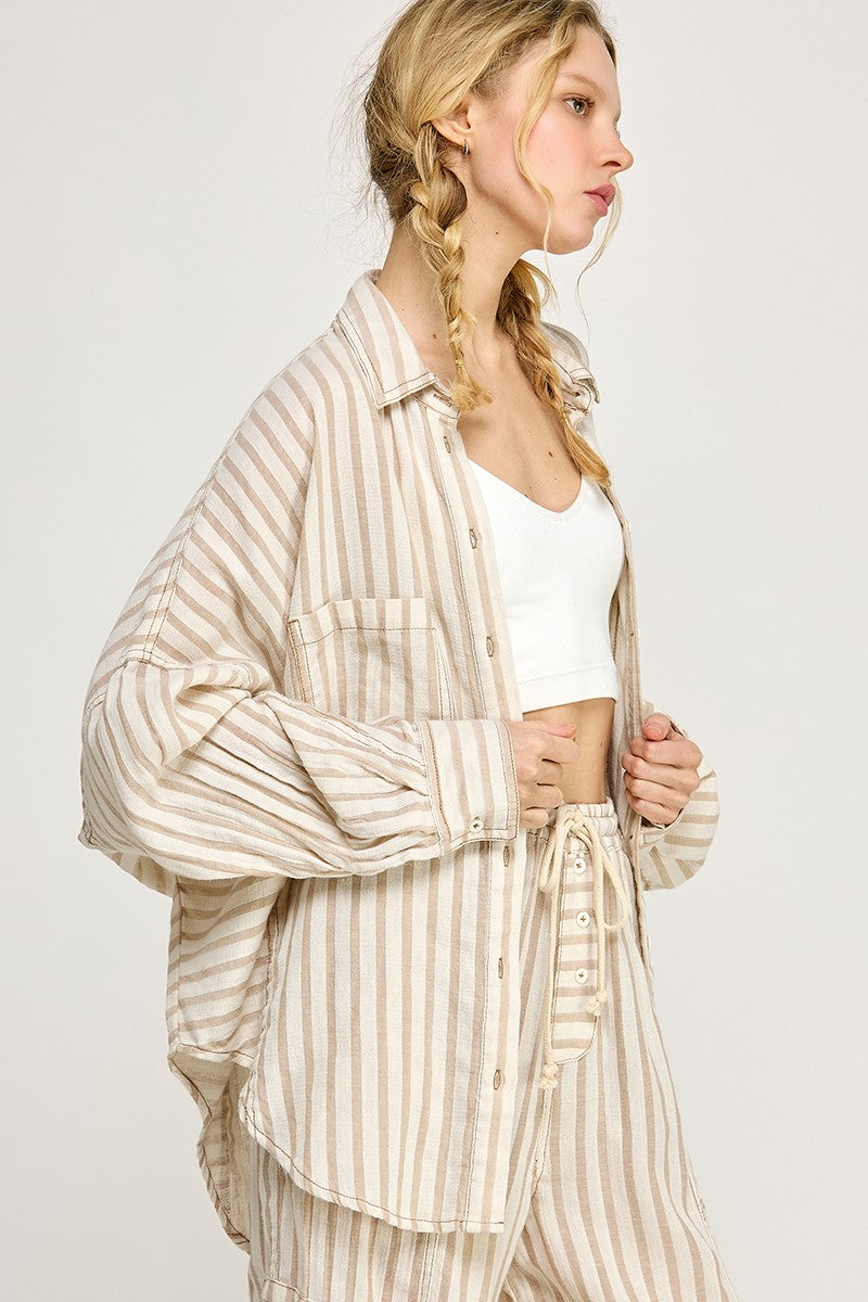 St. Tropez Striped Shirt (sand)