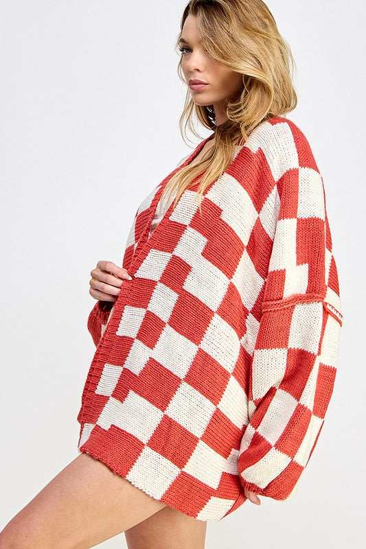 Oversized Checkered Cardigan (4 colors)