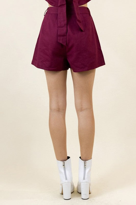 Winifred Flare Shorts (burgundy)