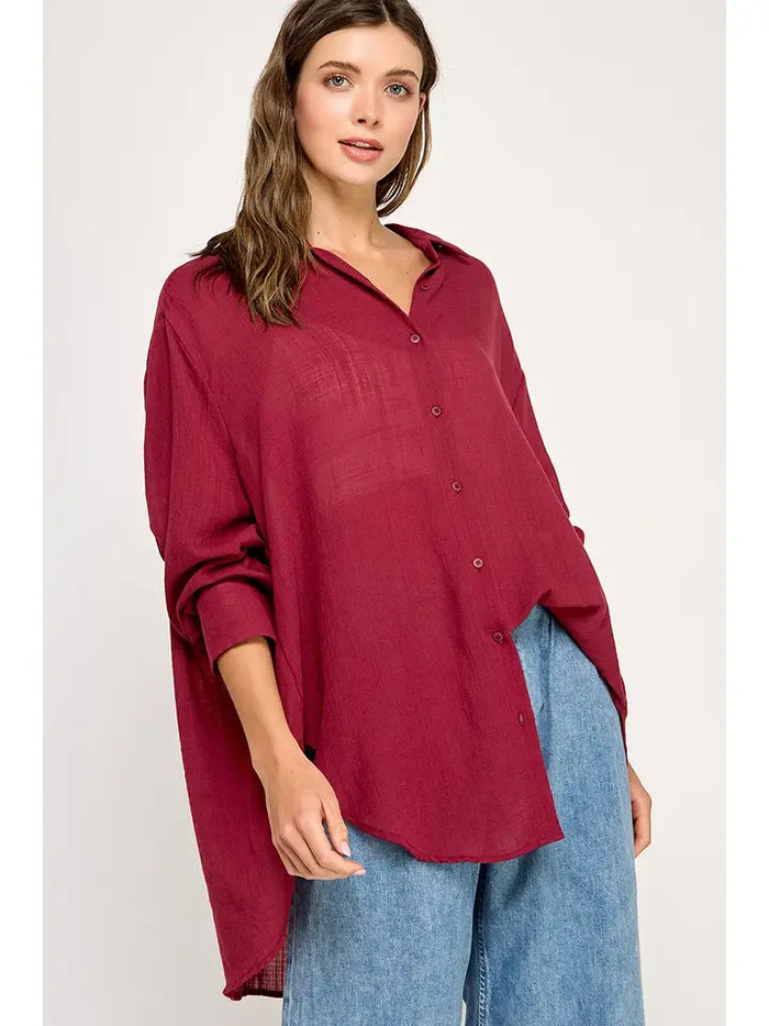 Daydream Button-Down (burgundy) - GEORGE-MARY'S