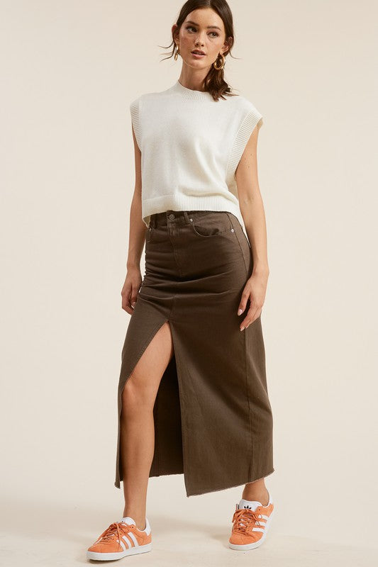 Leo Denim Maxi Skirt (chocolate)