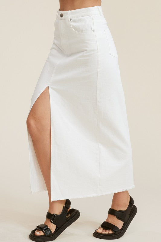 Leo Denim Maxi Skirt (white)
