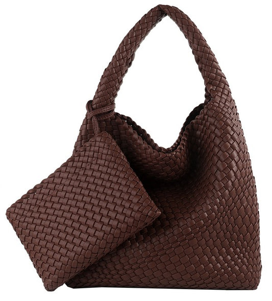 Woven Vegan Leather Bag (brown)