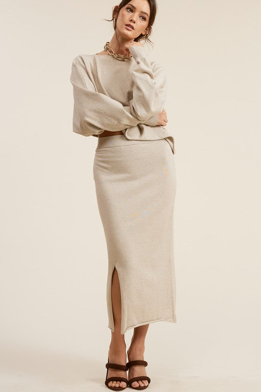 The Chloe Set Midi Skirt (beige)