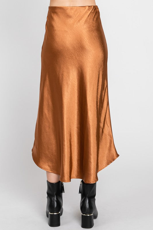 Camel  Satin Skirt