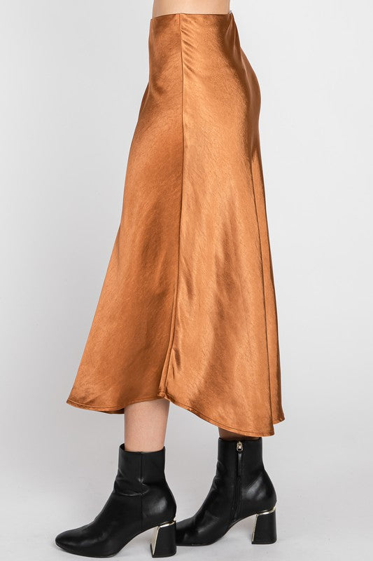 Camel  Satin Skirt