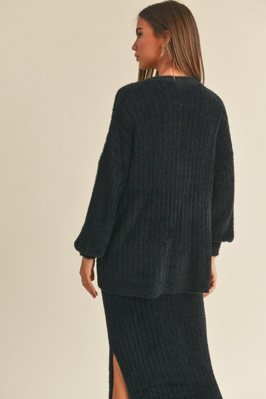 Black Fuzzy Dolman Set (Sweater)