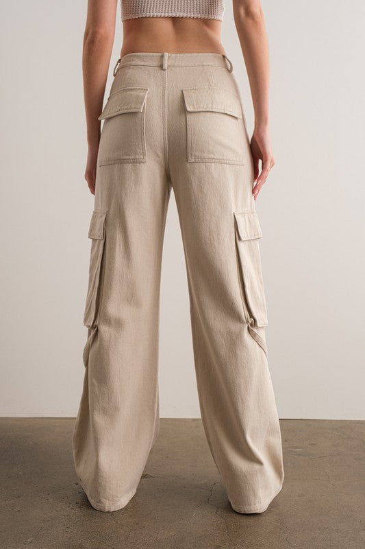 Stone Low Rise Cargo Pants