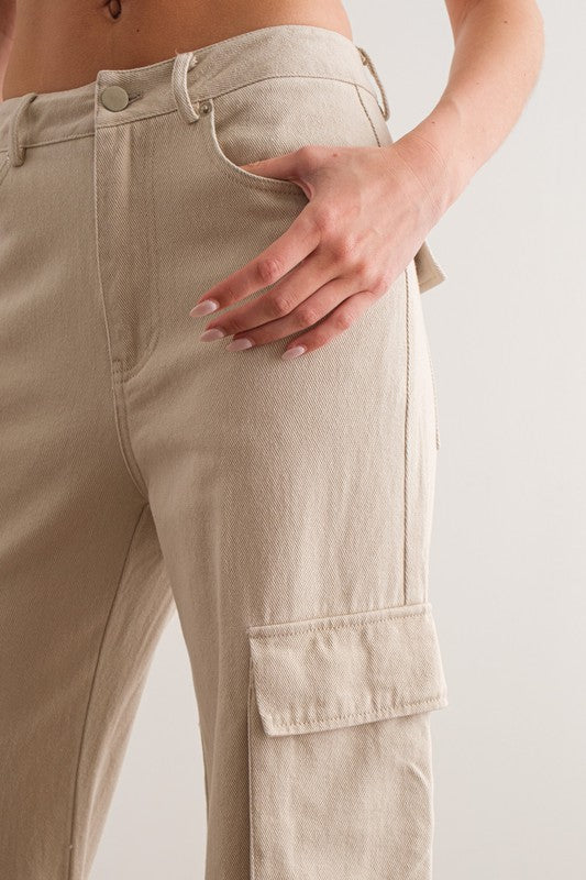 Stone Low Rise Cargo Pants