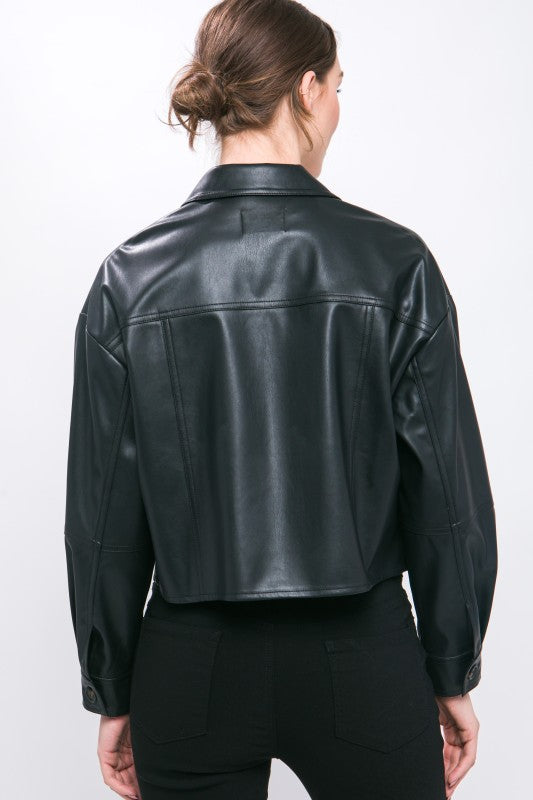 Cropped Leather Jacket (black)