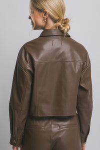 Cropped Leather Jacket (brown)