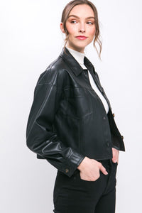 Cropped Leather Jacket (black)