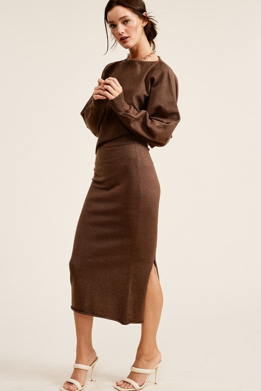BEST SELLER The Chloe Set Midi Skirt (chocolate)