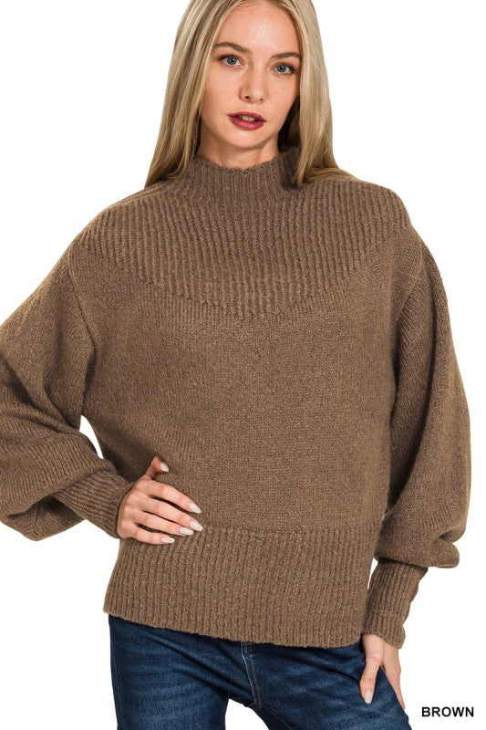 Mockneck Patterned Sweater (brown)