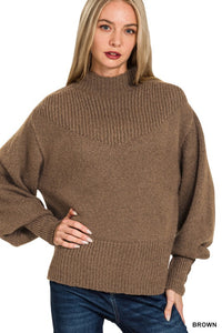 Mockneck Patterned Sweater (brown)