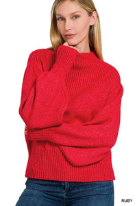 Mockneck Patterned Sweater (ruby)
