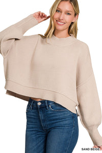Cropped Boxy Sweater (sand beige)
