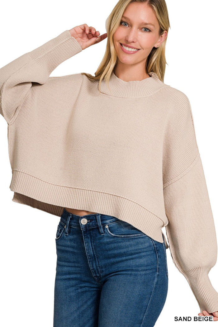 Cropped Boxy Sweater (sand beige)