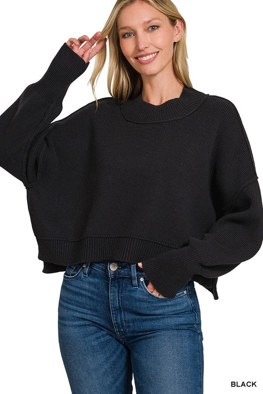 Cropped Boxy Sweater (brown)