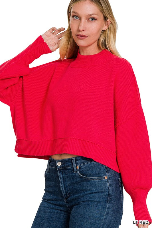 Cropped Boxy Sweater (ruby)