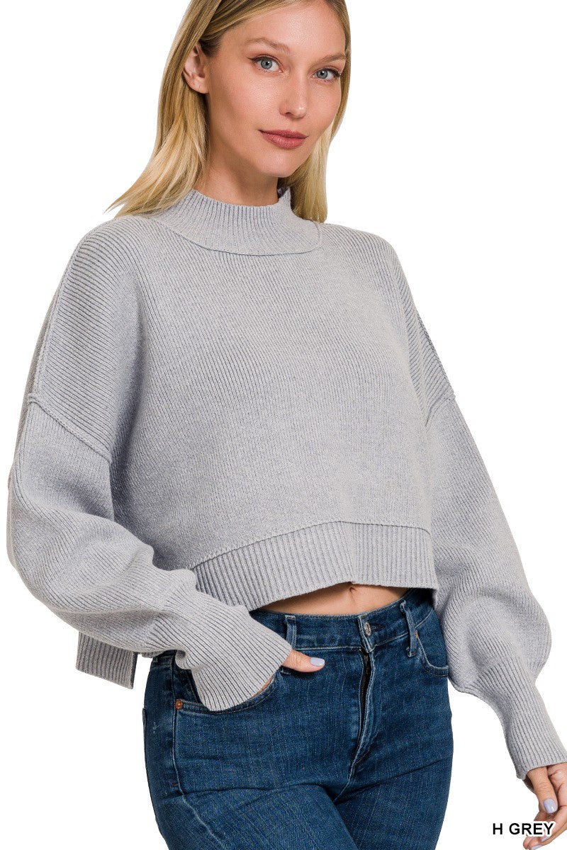 Cropped Boxy Sweater (ruby)