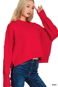 Cropped Boxy Sweater (ruby)