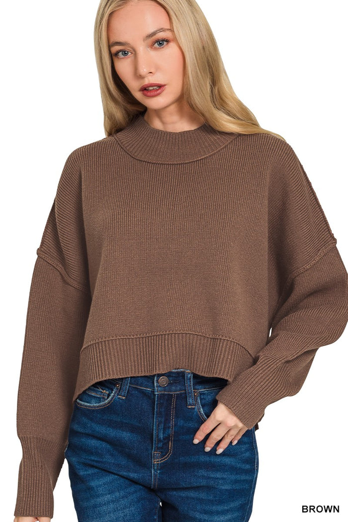 Cropped Boxy Sweater (hunter green)