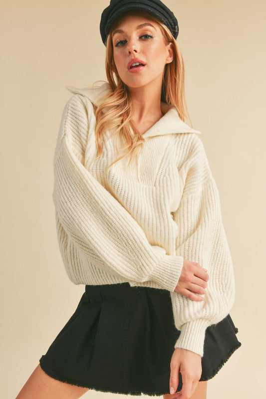The Winslet Collared Sweater (white)