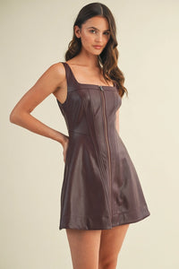 Zia Zipper Leather Dress (merlot)