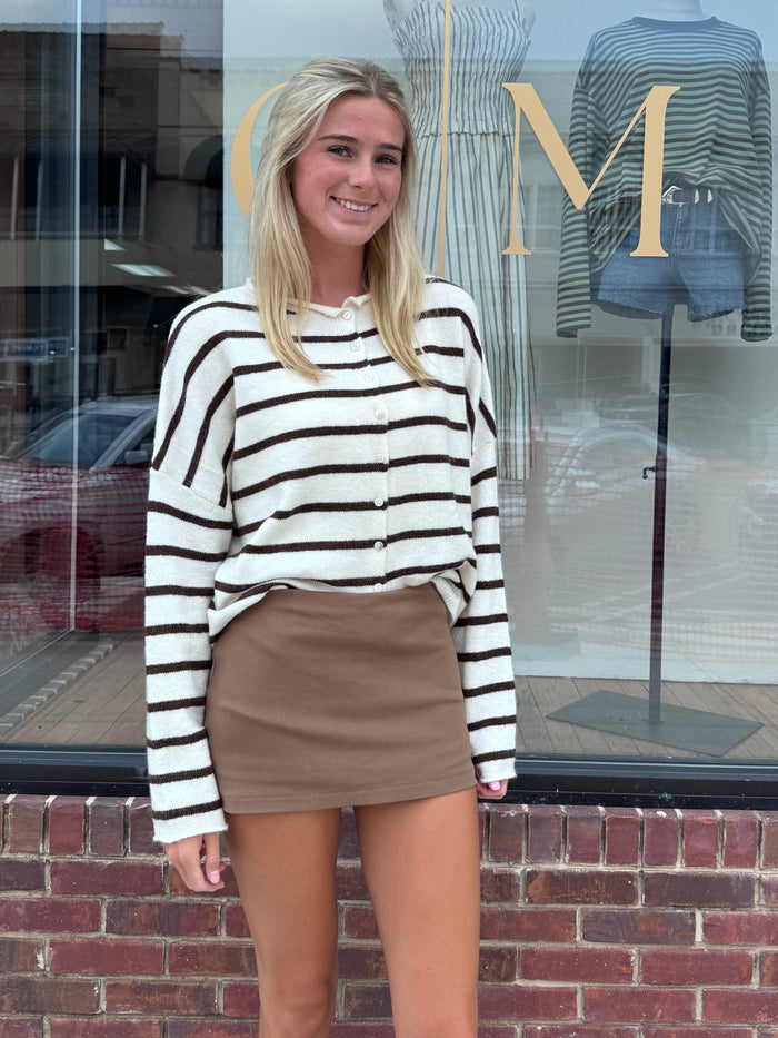 Piper Cardigan (cream/brown) - GEORGE-MARY'S
