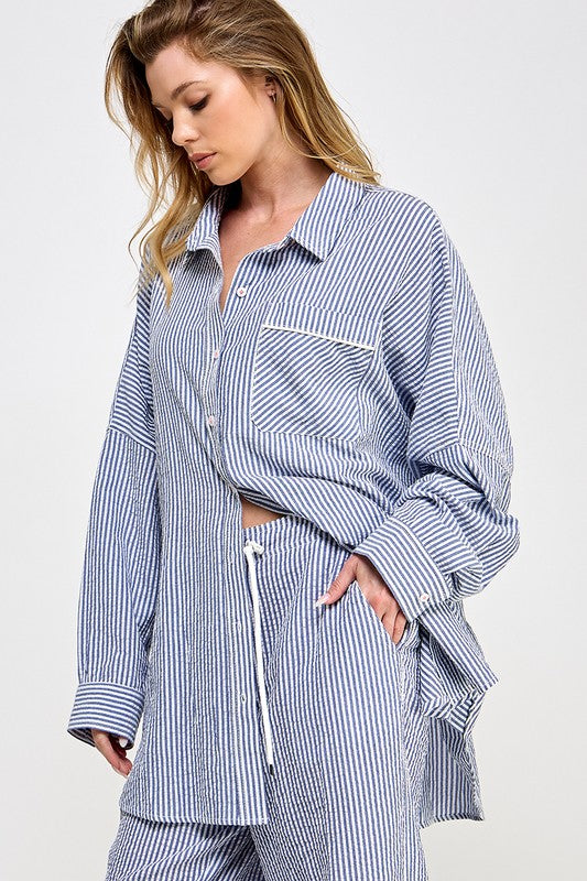 Oversized Striped Lounge Shirt