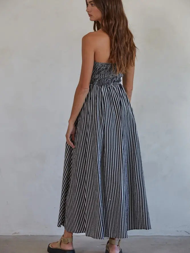 Rhys Striped Tube Dress (black)