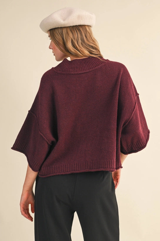 Parks Boxy Knit Sweater (wine) - GEORGE-MARY'S
