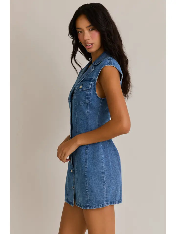 Denim Collared Mini Dress