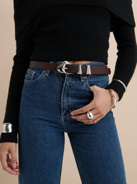 Pebble Dome Buckle Belt in Brown - GEORGE-MARY'S