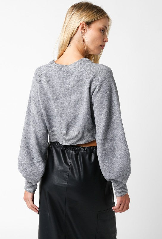 Lucille Cropped Sweater (heather grey)