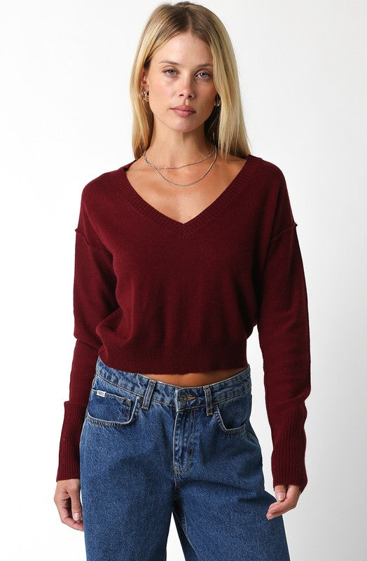 Chelsea V-Neck Sweater (burgundy)