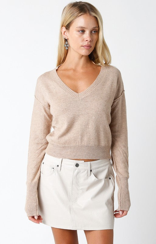 Chelsea V-Neck Sweater (melange brown)