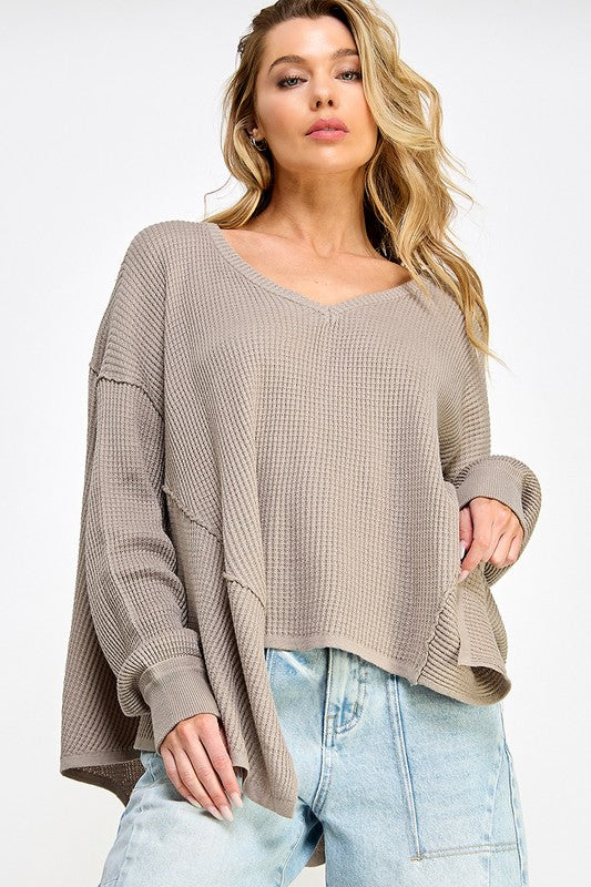 Waffle Oversized Top (oyster)