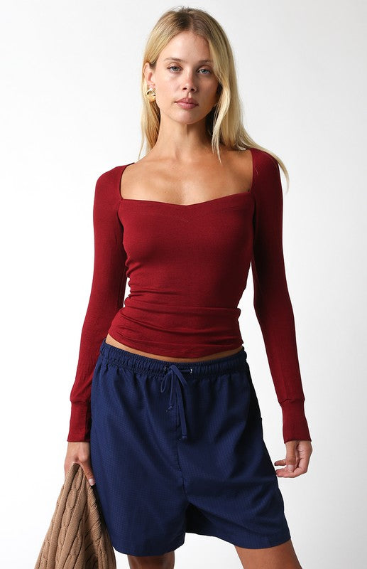 Sadie Scoop Neck Top (merlot)