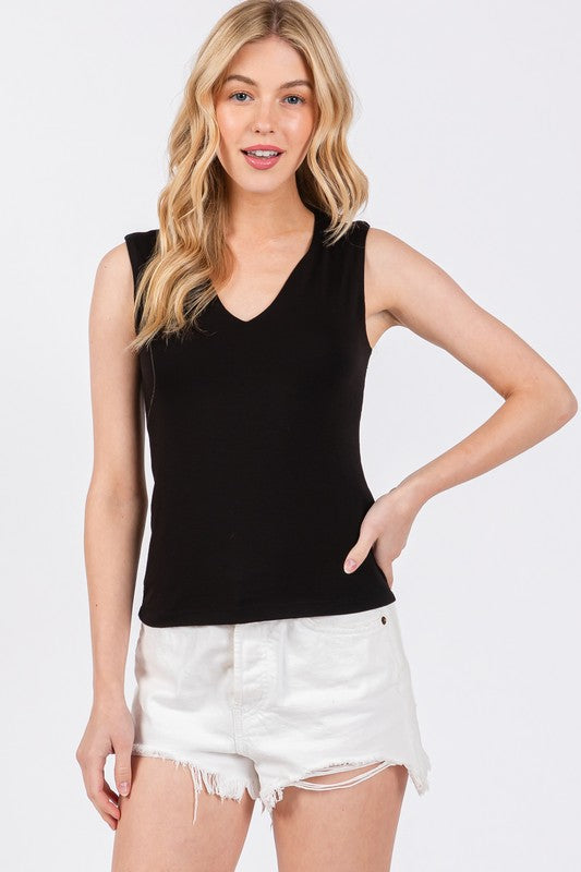 Deep V-Neck Tank (black)