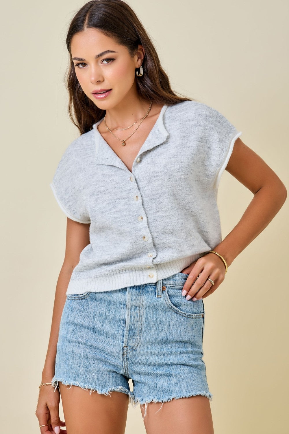 Grey Trim Vest