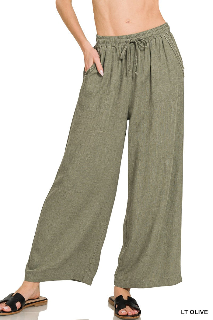 Shoreline Linen Pants (olive) - GEORGE-MARY'S