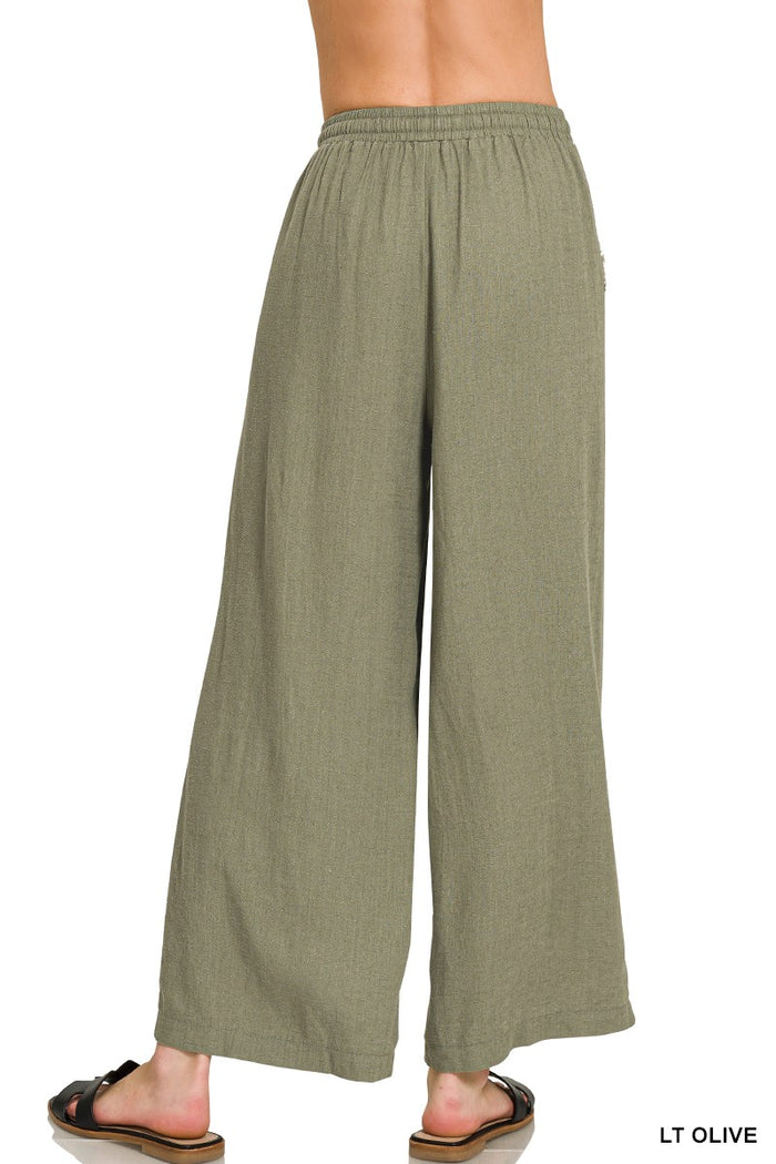 Shoreline Linen Pants (olive) - GEORGE-MARY'S