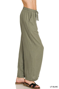 Shoreline Linen Pants (olive) - GEORGE-MARY'S