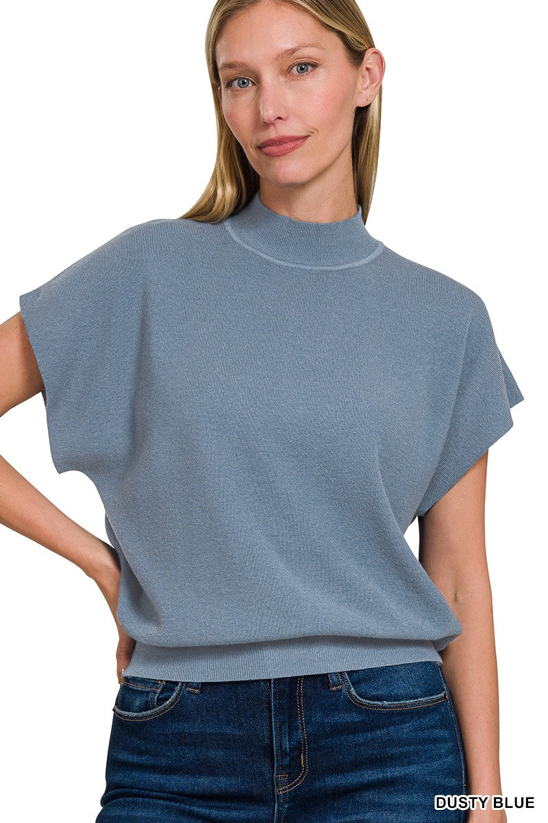Molly Mockneck Top (dusty blue)